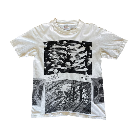 Vintage 1988 M.C. Escher T-Shirt – Surreal Graphic Art Tee – Made in USA – M - Picture 1 of 6